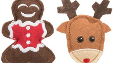 Trixie, set 2 jucarii pisici X-Mas elan si turta dulce, 92548, 8 cm