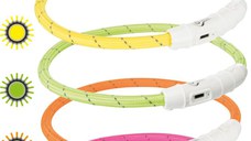 Zgarda cu led USB, TPU/ nylon, XS–S: 35 cm/ø 7 mm, mov 12706