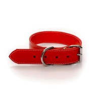 Zgarda Piele Pentru Caini Dublata Cu Chinga 40mm Nr.6 Rosie - 1