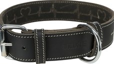 Zgarda Piele Rustic Heartbeat XL 55-56 CM/ 40MM NEGRU 18987
