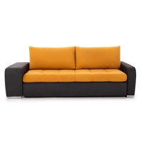 Canapea Extensibilă 3 locuri CAROL, cu ladă de depozitare, 250x100x75 cm, Mango/Negru - 1
