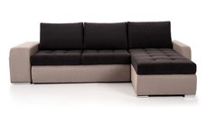 Colțar Extensibil CAROL, cu ladă de depozitare, variante stânga/dreapta 280x170x95 cm, Negru/Bej