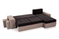 Colțar Extensibil CAROL, cu ladă de depozitare, variante stânga/dreapta 280x170x95 cm, Negru/Bej - 2