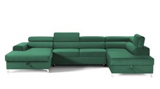 Colțar Extensibil, în formă de U, TIME NEW, cu 2 lăzi de depozitare, cu tetiere reglabile, 360x220x95 cm