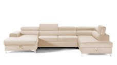 Colțar Extensibil, în formă de U, TIME NEW, cu 2 lăzi de depozitare, cu tetiere reglabile, 360x220x95 cm