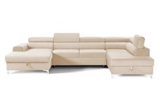 Colțar Extensibil, în formă de U, TIME NEW, cu 2 lăzi de depozitare, cu tetiere reglabile, 360x220x95 cm