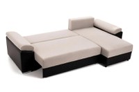 Colțar Extensibil MILANO, șezlong interschimbabil, cu ladă de depozitare, 265x160x85 cm, Bej/Negru - 2