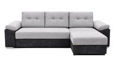 Colțar Extensibil MILANO, șezlong interschimbabil, cu ladă de depozitare, 265x160x85 cm, Negru/Gri - Outlet