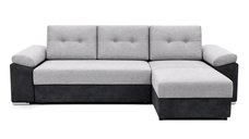 Colțar Extensibil MILANO, șezlong interschimbabil, cu ladă de depozitare, 265x160x85 cm, Negru/Gri - Outlet
