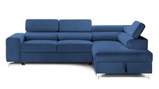 Colțar Extensibil TIME, cu lada depozitare, tetiere reglabile, varianta pe dreapta, 285x220x95 cm, Albastru - Outlet