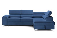 Colțar Extensibil TIME, cu lada depozitare, tetiere reglabile, varianta pe dreapta, 285x220x95 cm, Albastru - Outlet - 1