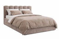 Pat Tapițat PRINCESS, cu somieră rabatabilă și ladă de depozitare, 160x200 cm, Grej Antilopă - Outlet - 1