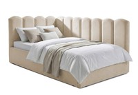 Pat Tapițat Princess de colț, cu somieră rabatabilă și ladă depozitare - 1