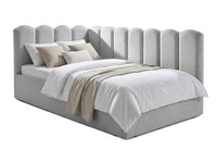 Pat Tapițat Princess de colț, cu somieră rabatabilă și ladă depozitare - 1