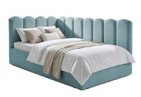 Pat Tapițat Princess de colț, cu somieră rabatabilă și ladă depozitare - 1