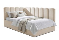 Pat Tapițat Princess de colț, cu somieră rabatabilă și ladă depozitare - 1