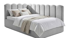 Pat Tapițat Princess de colț, cu somieră rabatabilă și ladă depozitare