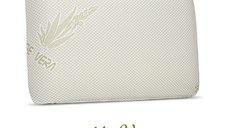 Pernă Aloe Vera Therapy, din spumă cu memorie flexibilă, husă detașabilă și lavabilă, 60x40x15 cm