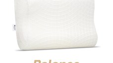 Pernă anatomică Balance, din spumă cu memorie Viscolex și husă detașabilă cu sistem de ventilație al aerului, 60x38x10 cm