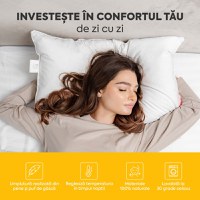 Pernă Deluxe cu pene și puf de gâscă, husă bumbac, 50x70 cm - 4