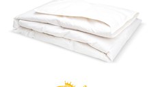 Pilotă Deluxe, 4 anotimpuri, cu pene și puf de gâscă, husă bumbac, 200x200 cm