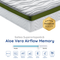 Saltea Ideal Sleep ALOE VERA AIRFLOW MEMORY, Arcuri Bonell, spumă poliuretanică elastică, spumă cu memorie, husă cu aerisire optimă, superortopedică, Grosime 30 cm - 4