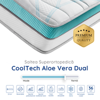 Saltea Ideal Sleep COOLTECH ALOE VERA DUAL, spumă poliuretanică durabilă, spumă High Resilience, husă CoolTech, superortopedică, Grosime 23 cm - 4