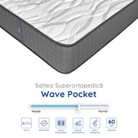 Saltea Ideal Sleep WAVE POCKET, Arcuri individuale, spumă poliuretanică în straturi, superortopedică, Grosime 25 cm - 4