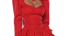 Rochie Eleganta cu Decolteu in Forma de Inima si Volane