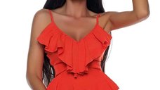Rochie rusa din in