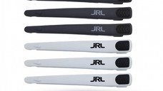 JRL Set 6 clipsuri din carbon pentru frizerie alb/negru