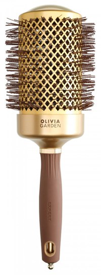 Olivia Garden Perie profesionala de par 65mm Expert Blowout Shine Wavy Bristles Gold&amp;Brown - 1