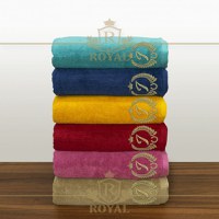 1buc Prosop Royal 600gr/mp-Brodat cu Monograma-Litera la Alegere (Culoare: Auriu, Culoare Broderie: Argintiu) - 1