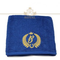 1buc Prosop Royal 600gr/mp-Brodat cu Monograma-Litera la Alegere (Culoare: Bleumarin, Culoare Broderie: Argintiu) - 3