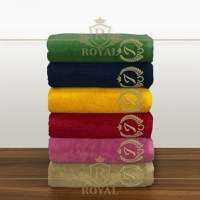 1buc Prosop Royal 600gr/mp-Brodat cu Monograma-Litera la Alegere (Culoare: Bleumarin, Culoare Broderie: Argintiu) - 4