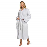 Halat de Baie Alb Plusat tip Kimono (Marime Halate: L/XL) - 1