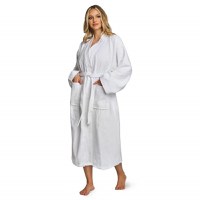 Halat de Baie Alb Plusat Tip Kimono (Marime Halate: XL) - 1