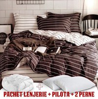 Pachet 1 Lenjerie de pat G102 microfibra imprimata + 1 pilota 220x200 + 2 perne 50x70 - 1