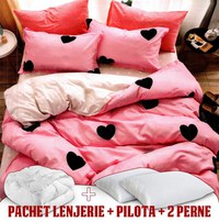 Pachet 1 Lenjerie de pat G103 microfibra imprimata + 1 pilota 220x200 + 2 perne 50x70 - 1