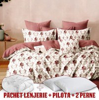 Pachet 1 Lenjerie de pat G105 microfibra imprimata + 1 pilota 220x200 + 2 perne 50x70 - 1