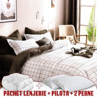 Pachet 1 Lenjerie de pat G107 microfibra imprimata + 1 pilota 220x200 + 2 perne 50x70 - 1