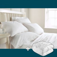 Pachet PROMO Lenjerie Alba Bumbac 100% + Pilota Gratis, Pat dublu - 1
