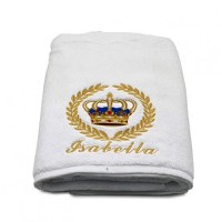 Prosop baie Brodat Alb cu broderie color, Nume, bumbac 100% - 3