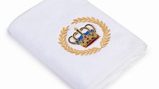 Prosop baie Brodat Alb cu broderie color, Nume, bumbac 100%