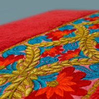 Prosop baie brodat, Bordura Florala, bumbac 100%, Color , 70x140cm - 600gr/mp (Culoare Prosop: Rosu) - 4