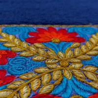 Prosop baie brodat, Bordura Florala, bumbac 100%, Color , 70x140cm - 600gr/mp (Culoare Prosop: Rosu) - 3