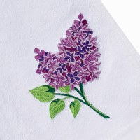 Prosop baie Brodat Liliac, bumbac 100%, alb, 70x140cm - 680gr/mp - 2