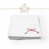 Prosop baie Brodat Model Martisor, Bumbac 100%, Alb, 50x90cm - 400gr/mp - 1