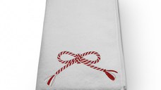 Prosop baie Brodat Model Martisor, Bumbac 100%, Alb, 70x140cm - 400gr/mp