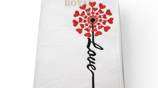 Prosop baie Brodat Model Papadie, Bumbac 100%, Alb, 70x140cm